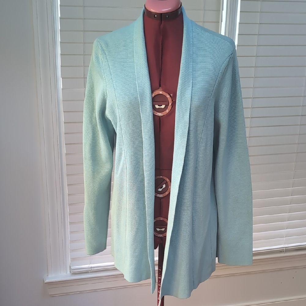 Eileen Fisher Silk And Organic Cotton Long Open Front Cardigan Quiet Luxury
